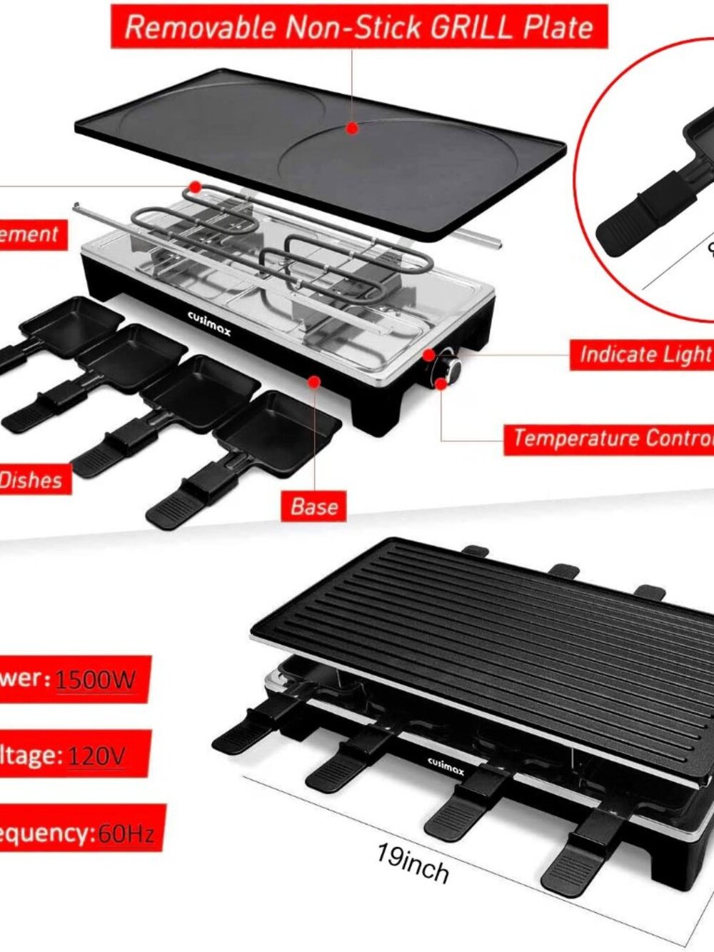 Raclette Grill Electric Grill Table Portable 2in1 Korean BBQ Grill